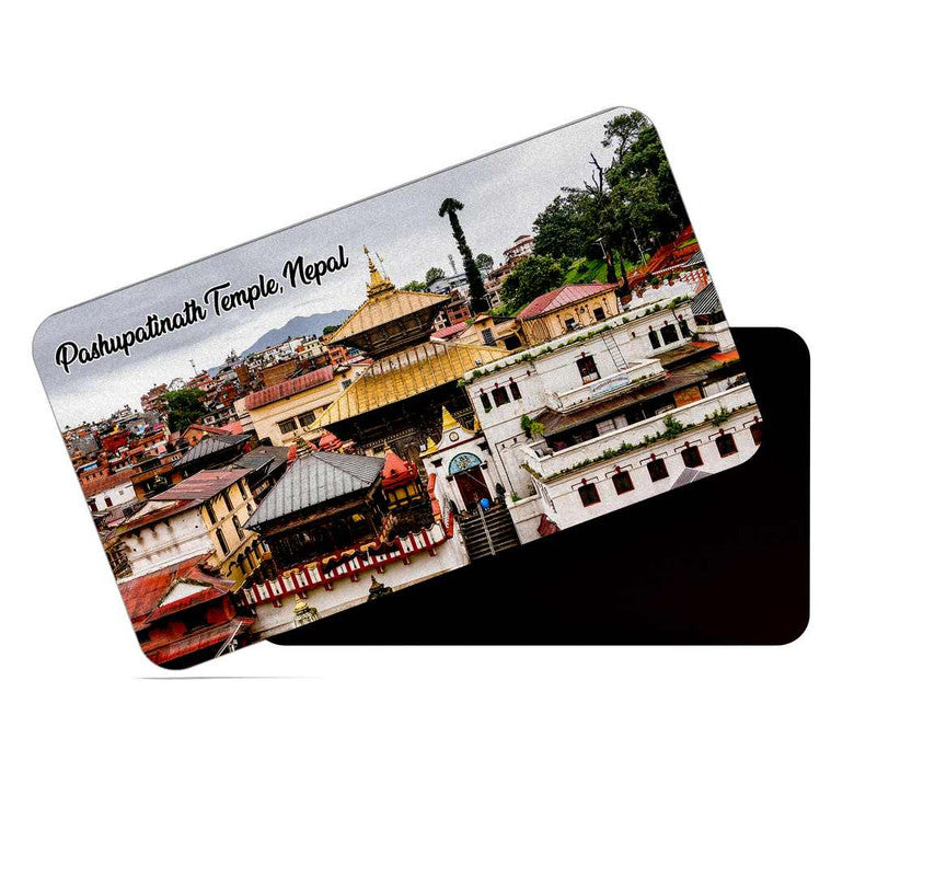 dhcrafts Rectangular Rubber Fridge Magnet / Magnetic Card Multicolor Nepal Pashupatinath Temple Design Pack of 1 (8.6cm x 5.4cm)